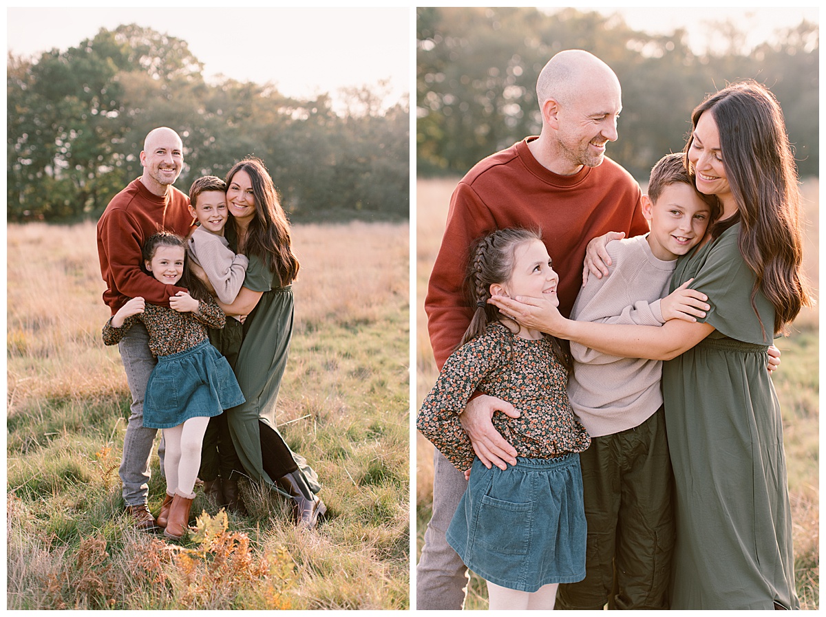 Family stood up and all snuggling in close - Hampshire Family Photographer - Lucylou Photography