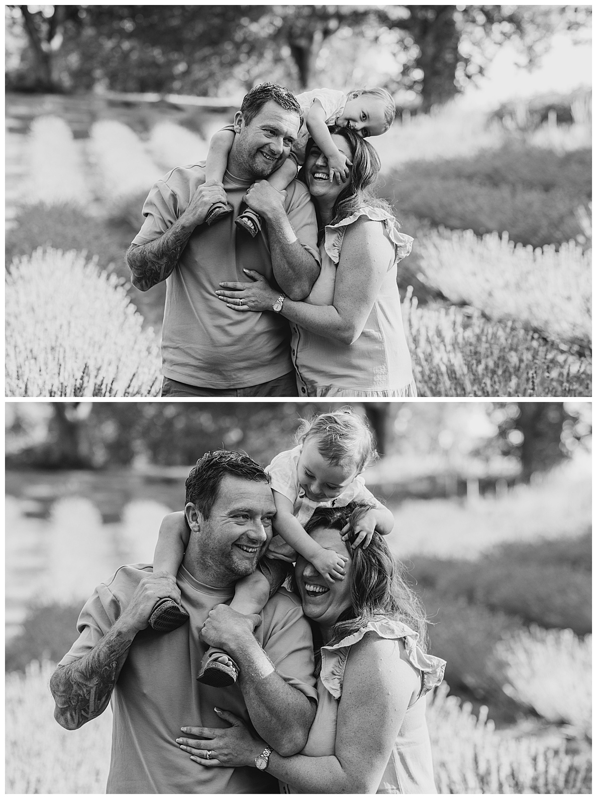 black and white Lavender Family Photography at Little Mountain Lavender Farm