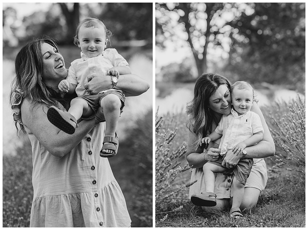 black and white Lavender Family Photography at Little Mountain Lavender Farm